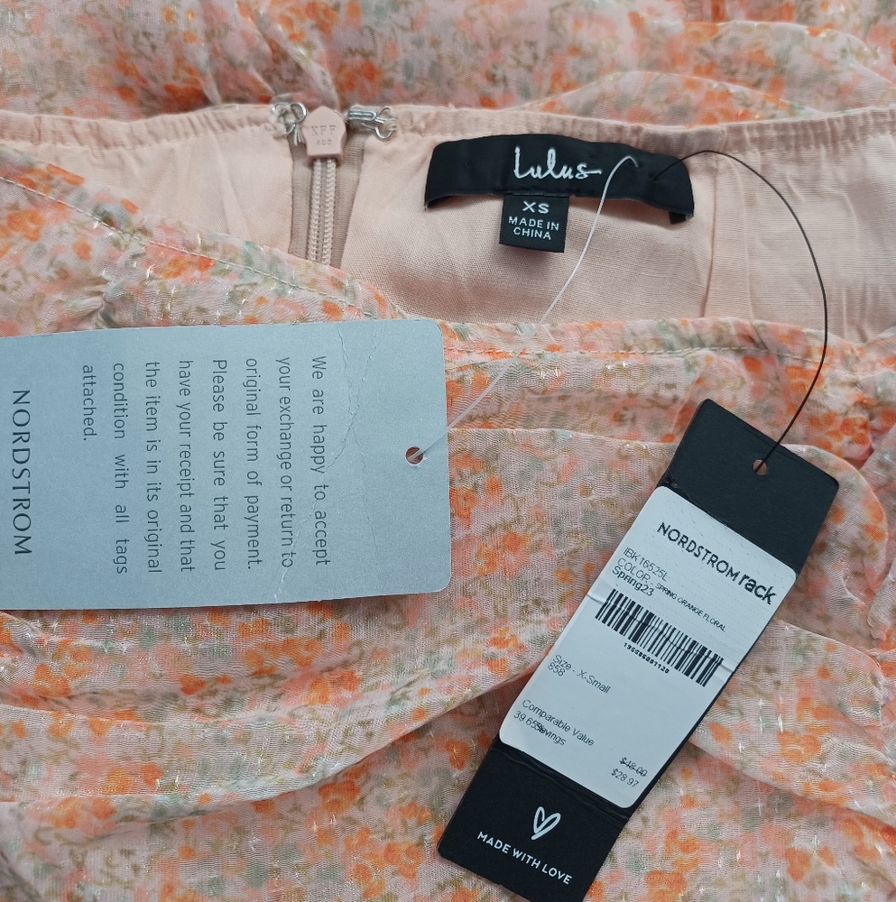 Lulu's Ruche Toward Spring Orange Floral Print Ruched Mini Skirt NWT - Picture 11 of 11